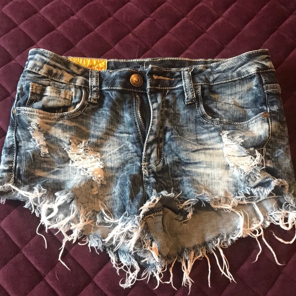 Washed out blue shorts
